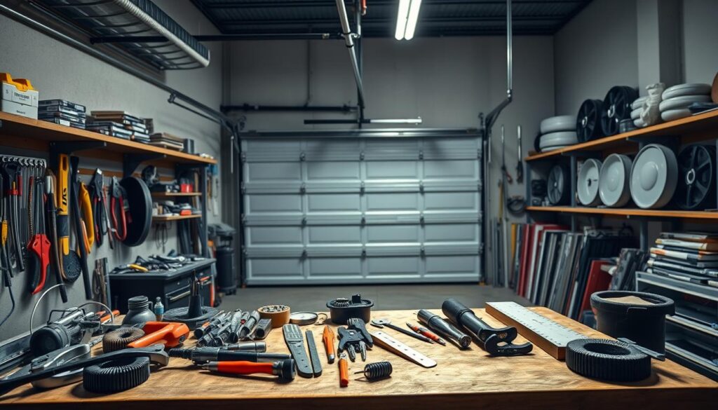 A detailed and well-lit interior shot of a modern garage workshop, showcasing the key factors that influence the cost of garage door installation in South Africa. The foreground features an array of tools, hardware, and materials commonly used in the installation process, neatly organized on a sturdy workbench. The middle ground depicts a partially installed garage door, highlighting the intricate mechanisms and components involved. In the background, shelves display a variety of garage door styles and designs, representing the range of options available to homeowners. The lighting is bright and directional, casting shadows that accentuate the textures and details of the scene. The overall atmosphere conveys a sense of professionalism, expertise, and attention to detail, reflecting the important considerations that contribute to the cost of a quality garage door installation in South Africa. A detailed and well-lit interior shot of a modern garage workshop, showcasing the key factors that influence the cost of garage door installation in South Africa. The foreground features an array of tools, hardware, and materials commonly used in the installation process, neatly organized on a sturdy workbench. The middle ground depicts a partially installed garage door, highlighting the intricate mechanisms and components involved. In the background, shelves display a variety of garage door styles and designs, representing the range of options available to homeowners. The lighting is bright and directional, casting shadows that accentuate the textures and details of the scene. The overall atmosphere conveys a sense of professionalism, expertise, and attention to detail, reflecting the important considerations that contribute to the cost of a quality garage door installation in South Africa.