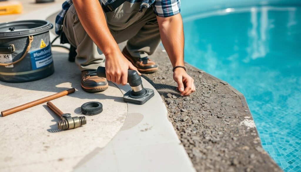A detailed, technical breakdown of the costs associated with gunite pool repair in 2025, showcased through a visually striking image. In the foreground, a meticulously rendered gunite pool surface, its texture and color showcasing the quality of the materials and workmanship. In the middle ground, a series of cost breakdowns displayed as holographic projections, providing a clear and comprehensive overview of the various components involved, such as labor, materials, and equipment. The background should depict a modern, minimalist setting, with clean lines and a neutral color palette to allow the cost information to take center stage. Lighting should be soft and diffused, creating a sense of depth and emphasizing the technical details. The overall mood should convey a sense of professionalism, attention to detail, and a data-driven approach to gunite pool repair. A detailed, technical breakdown of the costs associated with gunite pool repair in 2025, showcased through a visually striking image. In the foreground, a meticulously rendered gunite pool surface, its texture and color showcasing the quality of the materials and workmanship. In the middle ground, a series of cost breakdowns displayed as holographic projections, providing a clear and comprehensive overview of the various components involved, such as labor, materials, and equipment. The background should depict a modern, minimalist setting, with clean lines and a neutral color palette to allow the cost information to take center stage. Lighting should be soft and diffused, creating a sense of depth and emphasizing the technical details. The overall mood should convey a sense of professionalism, attention to detail, and a data-driven approach to gunite pool repair.