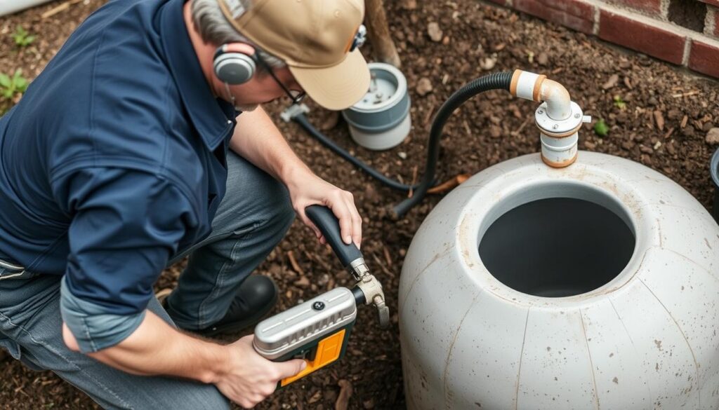 A well-lit close-up view of the key factors that influence the cost of septic tank cleaning, including a septic tank, a plumber with tools, a cost breakdown chart, and an inspection checklist, all set against a clean, minimalist background with subtle textures to create a professional, informative visual. A well-lit close-up view of the key factors that influence the cost of septic tank cleaning, including a septic tank, a plumber with tools, a cost breakdown chart, and an inspection checklist, all set against a clean, minimalist background with subtle textures to create a professional, informative visual.
