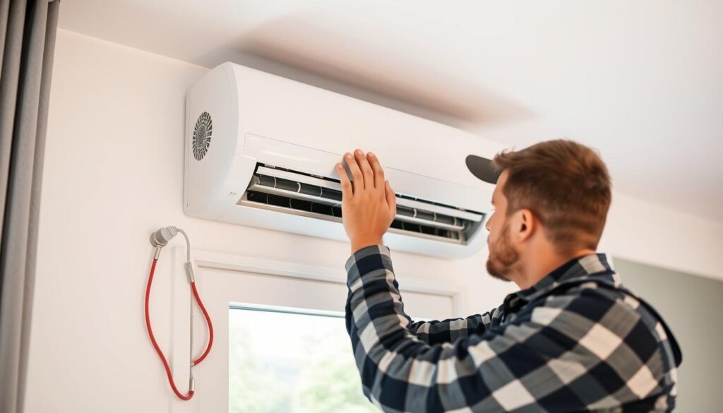 a detailed and technical illustration of a split system air conditioner installation, showcasing the various components and steps involved, set against a clean and minimalist background with soft, natural lighting, using a wide-angle lens to capture the entire scene in sharp focus, conveying a sense of professionalism and comprehensive information for a home or small business owner a detailed and technical illustration of a split system air conditioner installation, showcasing the various components and steps involved, set against a clean and minimalist background with soft, natural lighting, using a wide-angle lens to capture the entire scene in sharp focus, conveying a sense of professionalism and comprehensive information for a home or small business owner