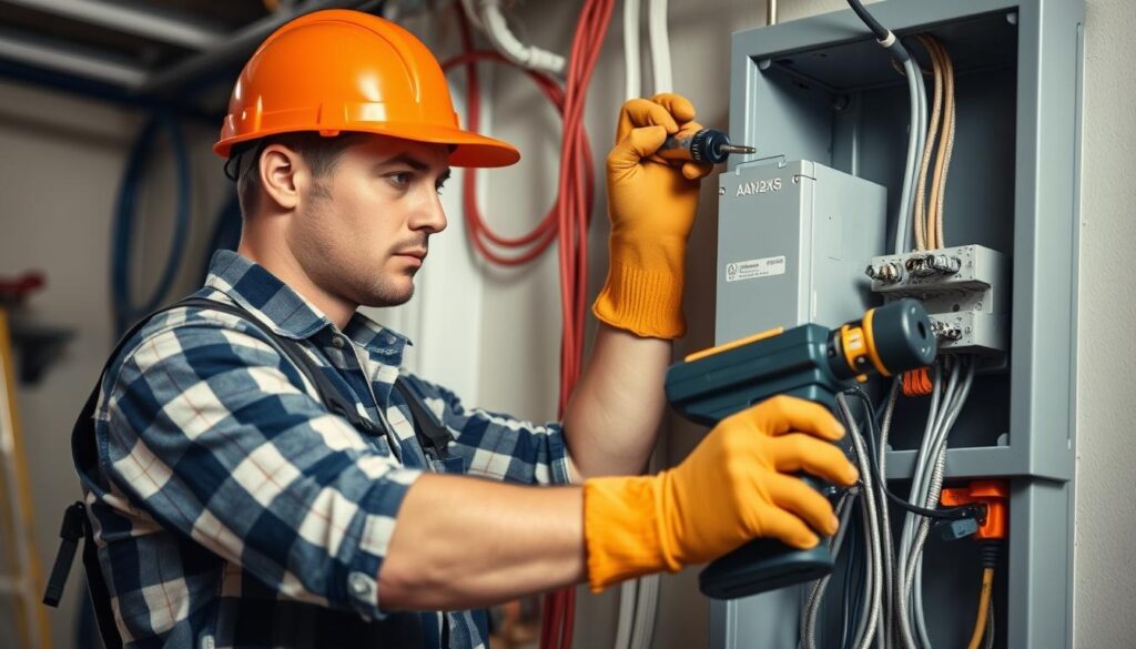 A high-quality image of a professional electrician's certification document. The document is held in the foreground by a pair of hands, showcasing the certification's details. The background features a clean, well-lit workspace with electrical tools and equipment, conveying a sense of expertise and professionalism. The lighting is soft and natural, highlighting the certification's crisp, clear text and design. The overall mood is one of confidence and reliability, suitable for a leading electrical services provider in the Johannesburg, Sandton, Pretoria, Centurion, and Midrand regions of South Africa. A high-quality image of a professional electrician's certification document. The document is held in the foreground by a pair of hands, showcasing the certification's details. The background features a clean, well-lit workspace with electrical tools and equipment, conveying a sense of expertise and professionalism. The lighting is soft and natural, highlighting the certification's crisp, clear text and design. The overall mood is one of confidence and reliability, suitable for a leading electrical services provider in the Johannesburg, Sandton, Pretoria, Centurion, and Midrand regions of South Africa.