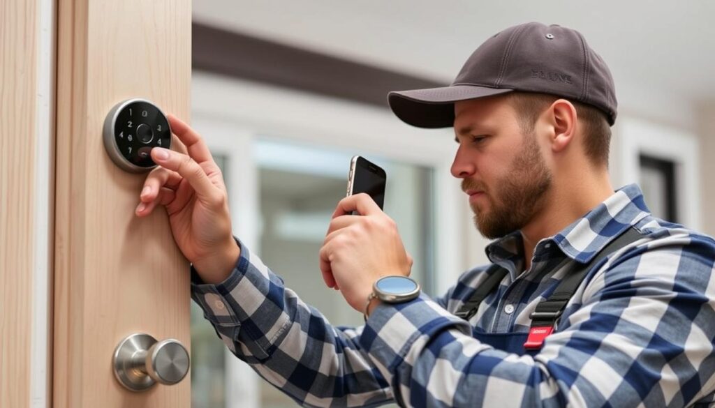 A high-quality wide-angle photograph showcasing a detailed comparison of smart lock installation costs across Pretoria, Centurion, Midrand, and Johannesburg in the Gauteng province. The image has a clean, minimalist layout with a neutral color palette, sharp focus, and balanced lighting. In the foreground, a selection of popular smart lock models are arranged neatly, displaying their respective price tags. The middle ground features a side-by-side cost breakdown for each location, with clear icons and graphs to illustrate the data. The background depicts a modern cityscape with skyscrapers and infrastructure, representing the urban setting of the comparison. The overall scene conveys a sense of professionalism, attention to detail, and valuable insights for the target audience. A high-quality wide-angle photograph showcasing a detailed comparison of smart lock installation costs across Pretoria, Centurion, Midrand, and Johannesburg in the Gauteng province. The image has a clean, minimalist layout with a neutral color palette, sharp focus, and balanced lighting. In the foreground, a selection of popular smart lock models are arranged neatly, displaying their respective price tags. The middle ground features a side-by-side cost breakdown for each location, with clear icons and graphs to illustrate the data. The background depicts a modern cityscape with skyscrapers and infrastructure, representing the urban setting of the comparison. The overall scene conveys a sense of professionalism, attention to detail, and valuable insights for the target audience.