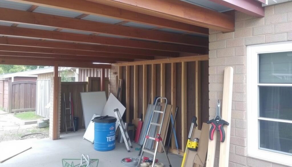 A detailed breakdown of the cost components for a single carport in South Africa, presented against a clean, minimalist backdrop. The foreground features a 3D model of a modern, rectangular carport structure with a flat roof, supported by sturdy steel pillars. In the middle ground, a transparent overlay displays itemized cost elements like material, labor, installation, and any additional fees. The background is a muted, plain color that allows the financial details to be the focal point, conveying a professional, informative tone. The lighting is natural, with soft shadows emphasizing the carport's form. The camera angle is slightly elevated, providing a clear, unobstructed view of the cost breakdown. A detailed breakdown of the cost components for a single carport in South Africa, presented against a clean, minimalist backdrop. The foreground features a 3D model of a modern, rectangular carport structure with a flat roof, supported by sturdy steel pillars. In the middle ground, a transparent overlay displays itemized cost elements like material, labor, installation, and any additional fees. The background is a muted, plain color that allows the financial details to be the focal point, conveying a professional, informative tone. The lighting is natural, with soft shadows emphasizing the carport's form. The camera angle is slightly elevated, providing a clear, unobstructed view of the cost breakdown.