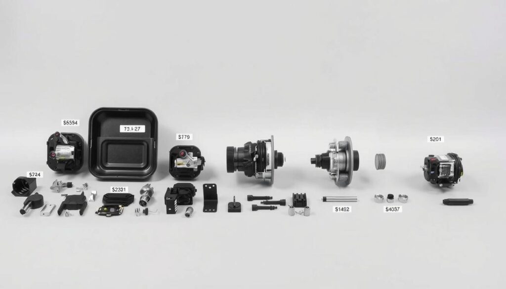 A meticulously detailed breakdown of the costs associated with repairing a trunk lock actuator, showcased against a clean, minimalist backdrop. The foreground features the disassembled components, each labeled with their respective prices, while the middle ground displays the reassembly process in a step-by-step manner. The background is a muted, neutral tone, allowing the technical details to take center stage. Crisp lighting from multiple angles highlights the intricate mechanisms, conveying a sense of precision and professionalism. The overall composition strikes a balance between informative and visually compelling, making it an ideal illustration for the article's "Complete Trunk Lock Actuator Repair Cost Breakdown for Gauteng" section. A meticulously detailed breakdown of the costs associated with repairing a trunk lock actuator, showcased against a clean, minimalist backdrop. The foreground features the disassembled components, each labeled with their respective prices, while the middle ground displays the reassembly process in a step-by-step manner. The background is a muted, neutral tone, allowing the technical details to take center stage. Crisp lighting from multiple angles highlights the intricate mechanisms, conveying a sense of precision and professionalism. The overall composition strikes a balance between informative and visually compelling, making it an ideal illustration for the article's "Complete Trunk Lock Actuator Repair Cost Breakdown for Gauteng" section.