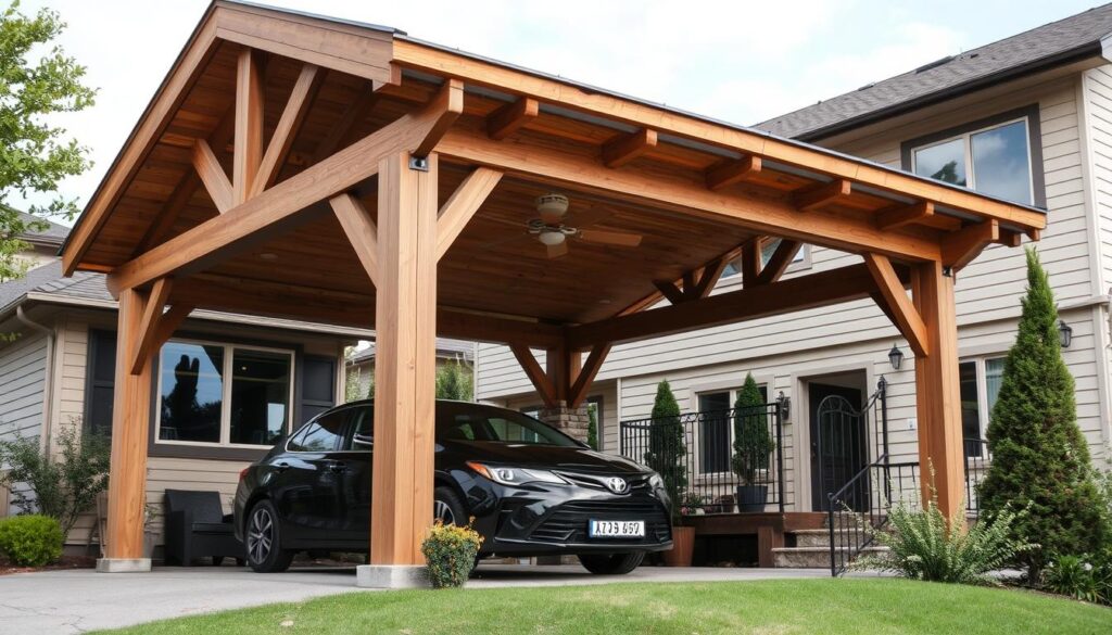 Detailed architectural cross-section diagram of a wooden carport, showcasing its foundation and structural components. Crisp, technical illustration with precise lines and muted colors. The carport's foundation, support posts, beams, and roof framing are clearly visible, allowing for a comprehensive understanding of the construction. Bright, diffused lighting illuminates the scene, creating depth and highlighting the intricate details. The image conveys a sense of precision and thoughtful engineering, perfectly suited to illustrate the "Understanding Your Wooden Carport Cost Breakdown" section. Detailed architectural cross-section diagram of a wooden carport, showcasing its foundation and structural components. Crisp, technical illustration with precise lines and muted colors. The carport's foundation, support posts, beams, and roof framing are clearly visible, allowing for a comprehensive understanding of the construction. Bright, diffused lighting illuminates the scene, creating depth and highlighting the intricate details. The image conveys a sense of precision and thoughtful engineering, perfectly suited to illustrate the "Understanding Your Wooden Carport Cost Breakdown" section.