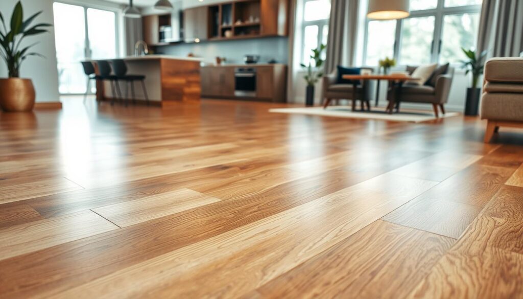 A beautifully designed interior space showcasing a variety of flooring types, including polished hardwood, stylish ceramic tiles, and modern laminate surfaces. In the foreground, a close-up of the rich textures of the hardwood floor, highlighting its natural grain and sheen. In the middle, a well-lit kitchen area with glossy ceramic tiles reflecting the light, and a cozy living room featuring laminate flooring with a warm, inviting feel. The background includes a soft-focus view of a well-decorated space, creating an atmosphere of comfort and elegance. Soft, natural lighting floods the room through large windows, enhancing the colors and textures of the flooring. The mood is professional yet inviting, showcasing the beauty and restoration of various surfaces in a home setting. A beautifully designed interior space showcasing a variety of flooring types, including polished hardwood, stylish ceramic tiles, and modern laminate surfaces. In the foreground, a close-up of the rich textures of the hardwood floor, highlighting its natural grain and sheen. In the middle, a well-lit kitchen area with glossy ceramic tiles reflecting the light, and a cozy living room featuring laminate flooring with a warm, inviting feel. The background includes a soft-focus view of a well-decorated space, creating an atmosphere of comfort and elegance. Soft, natural lighting floods the room through large windows, enhancing the colors and textures of the flooring. The mood is professional yet inviting, showcasing the beauty and restoration of various surfaces in a home setting.
