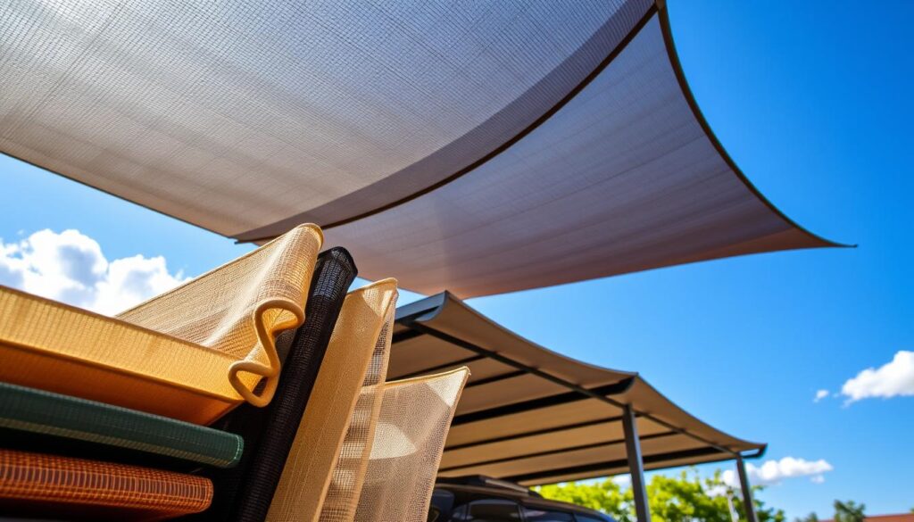 A bright, sunny day in Pretoria, showcasing a well-structured carport made of durable materials and fitted with appropriate shade netting. In the foreground, a close-up view of a neatly arranged array of shade nets featuring different sizes, colors, and textures, emphasizing variety. In the middle, a spacious carport with a vehicle parked underneath, demonstrating ample coverage, supported by sturdy columns. The background features a clear blue sky with a few fluffy clouds, and hints of local flora to give a sense of place. The scene is illuminated with natural sunlight, casting soft shadows that enhance depth and dimension. The mood conveys practicality and choice, inviting viewers to consider the options for carport shade netting effectively. A bright, sunny day in Pretoria, showcasing a well-structured carport made of durable materials and fitted with appropriate shade netting. In the foreground, a close-up view of a neatly arranged array of shade nets featuring different sizes, colors, and textures, emphasizing variety. In the middle, a spacious carport with a vehicle parked underneath, demonstrating ample coverage, supported by sturdy columns. The background features a clear blue sky with a few fluffy clouds, and hints of local flora to give a sense of place. The scene is illuminated with natural sunlight, casting soft shadows that enhance depth and dimension. The mood conveys practicality and choice, inviting viewers to consider the options for carport shade netting effectively.