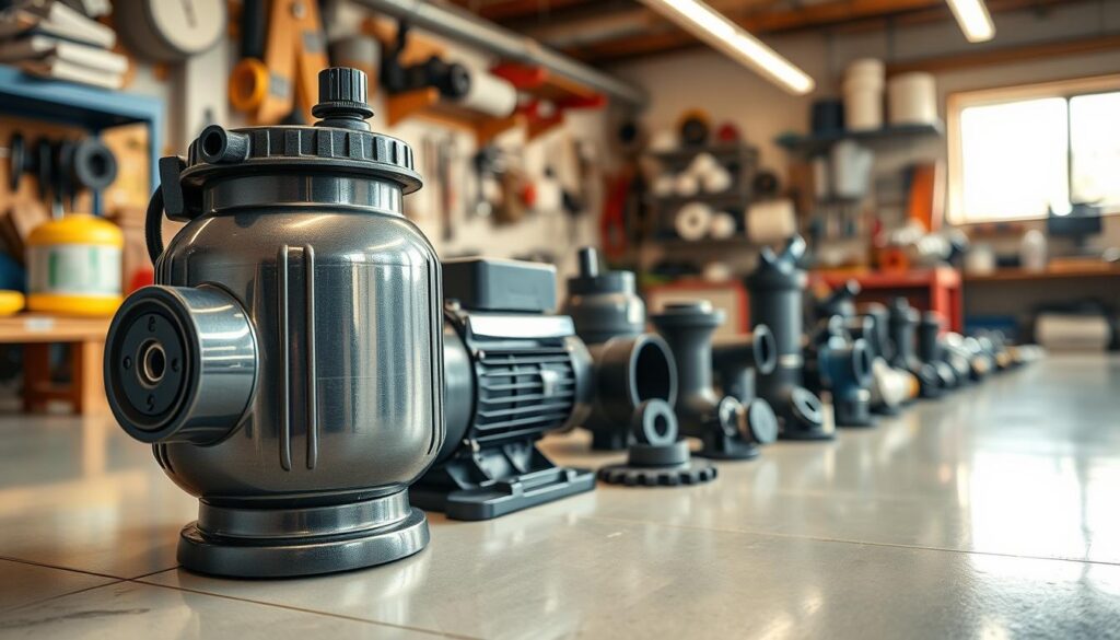 A close-up view of a genuine Eartheco pool pump, showcasing intricate details like the brand logo and components, surrounded by high-grade alternative parts for comparison. In the foreground, focus on the gleaming pump, highlighting its robust build and eco-friendly design. The middle ground features various high-quality parts displayed neatly, illustrating their compatibility and detailing. The background includes a clean, well-organized workshop setting with tools and materials that reflect a professional repair environment, bathed in warm, natural lighting to evoke trust and reliability. The overall atmosphere feels informative and professional, emphasizing the importance of genuine parts in pool maintenance. A close-up view of a genuine Eartheco pool pump, showcasing intricate details like the brand logo and components, surrounded by high-grade alternative parts for comparison. In the foreground, focus on the gleaming pump, highlighting its robust build and eco-friendly design. The middle ground features various high-quality parts displayed neatly, illustrating their compatibility and detailing. The background includes a clean, well-organized workshop setting with tools and materials that reflect a professional repair environment, bathed in warm, natural lighting to evoke trust and reliability. The overall atmosphere feels informative and professional, emphasizing the importance of genuine parts in pool maintenance.