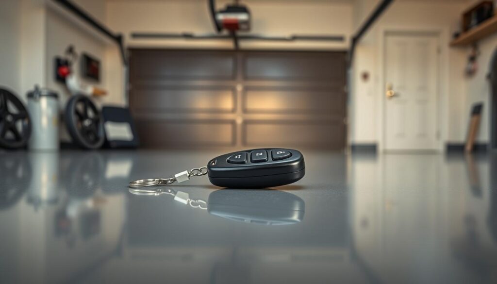 A highly detailed image of a Centurion Nova garage door remote control lying on a clean, reflective black surface. In the foreground, the remote’s sleek design is illuminated by soft, diffused lighting, highlighting its buttons and ergonomic shape. In the middle ground, a blurred garage door opener and compatible receiver can be slightly visible, conveying the context of garage door systems. The background features a modern garage setting with a well-maintained door, suggesting functionality and reliability. The overall atmosphere is professional and inviting, with a subtle sheen that emphasizes quality and technology, capturing the essence of selecting the right product for garage door remote replacements. A highly detailed image of a Centurion Nova garage door remote control lying on a clean, reflective black surface. In the foreground, the remote’s sleek design is illuminated by soft, diffused lighting, highlighting its buttons and ergonomic shape. In the middle ground, a blurred garage door opener and compatible receiver can be slightly visible, conveying the context of garage door systems. The background features a modern garage setting with a well-maintained door, suggesting functionality and reliability. The overall atmosphere is professional and inviting, with a subtle sheen that emphasizes quality and technology, capturing the essence of selecting the right product for garage door remote replacements.