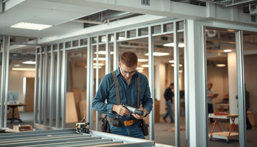 Metal stud framing and drywalling services Metal stud framing and drywalling services